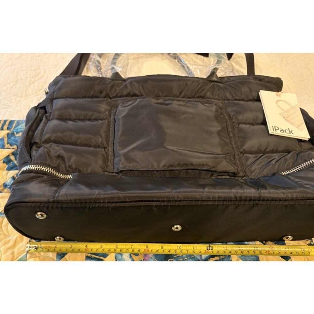 iPack Puffy Day Bag Tote Luggage Black Bag Travel Adjustable Strap & Pockets NEW - Picture 11 of 15